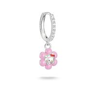 Single-Creole THOMAS SABO "THOMAS SABO ♡ Hello Kitty Single Creole Blume", rosa (silberfarben, schwarz, pink, gelb, rot, weiß, kristallweiß, kristallweiß), Ohrringe, Damen, Metall, mit Zirkonia (synth