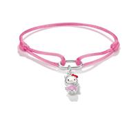 Armband THOMAS SABO "THOMAS SABO ♡ Hello Kitty Stoffarmband rosa" Gr. 24, pink (silberfarben, schwarz, rot, pink, gelb), Armbänder, Damen, 24, Metall Textil, Metall, Textil, Armband, Emaille (79239348