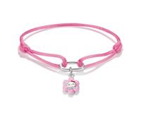 Armband THOMAS SABO "THOMAS SABO ♡ Hello Kitty Textilarmband Blume" Gr. 24, silberfarben, schwarz, rot, pink, gelb, Armbänder, Damen, 24, Metall Textil, Metall, Textil, Armband, Emaille (98513444-24)