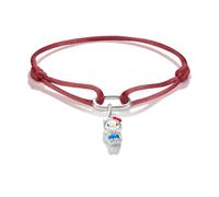 Armband THOMAS SABO "THOMAS SABO ♡ Hello Kitty Textilarmband rot blau" Gr. 24, silberfarben, schwarz, rot, pink, gelb, blau, Armbänder, Damen, 24, Metall Textil, Metall, Textil, Armband, Emaille (3213
