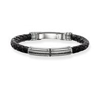 THOMAS SABO Herren Armband mit Kreuzmotiv, Leder Schwarz, 17,5cm, LB41-019-11-S
