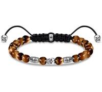 Thomas Sabo Herren Armband Totenkopf braun, aus polierten Tigerauge Perlen, geschwärzten 925er Sterlingsilber Elementen, Länge: 15-22 cm, A1945-329-2-L22V