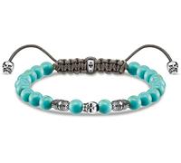 Thomas Sabo Armband A1945-504-17-L22V Sterling Silber geschw. Totenkopf - imit. Türkis - Nylon - 22 cm verstellbar