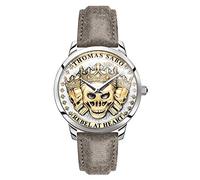 THOMAS SABO Herren Armbanduhr Rebel Spirit 3D Totenköpfe Quarz Edelstahl Lederband WA0356-273-207-42 MM