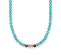 Thomas Sabo Herren Kette mit türkisen Beads und Tigerauge-Beads Silber, aus 925er Sterlingsilber, Länge 50cm, KE2180-364-17-L50