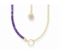 THOMAS SABO Member Charm-Kette mit Gliedern und imitiertem Amethyst vergoldet 925 Sterlingsilber, 750 Gelbgold Vergoldung, Kaltemail