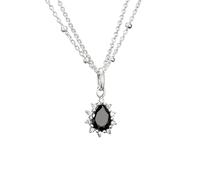 Kette mit Anhänger THOMAS SABO "True Romance Halskette Schwarzer Stein" Gr. 45, silberfarben, schwarz, kristallweiß, Halsketten, Damen, 45, Silber 925 (recycelt), B: 2,4mm, mit Zirkonia (synth.), B:2,