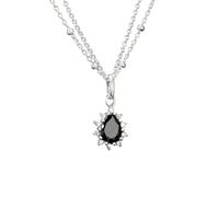 Kette mit Anhänger THOMAS SABO "True Romance Halskette Schwarzer Stein" Gr. 45, silberfarben, schwarz, kristallweiß, Halsketten, Damen, 45, Silber 925 (recycelt), B: 2,4mm, mit Zirkonia (synth.), B:2,