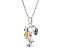 Kette mit Anhänger THOMAS SABO "THOMAS SABO x Peanuts Kette Snoopy Pavé" Gr. 50, silberfarben, gelbgoldfarben, schwarz, rot, Halsketten, Damen, 50, Silber 925 (recycelt), L: 50 B: 17mm, mit Zirkonia (