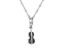 Kette mit Anhänger THOMAS SABO "THOMAS SABO x WEDNESDAY Cello-Design Kette" Gr. 45, silberfarben, schwarz, kristallweiß, Halsketten, Damen, 45, Silber 925 (recycelt), B: 1,7mm, mit Zirkonia (synth.),
