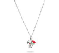 Kette mit Anhänger THOMAS SABO "THOMAS SABO x Peanuts Kette Snoopy mit Rosen" Gr. 45, silberfarben, schwarz, rot, grün, Halsketten, Damen, 45, Silber 925 (recycelt), L: 45 B: 14mm, B:14mm (16046104-45