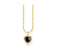 Thomas Sabo KE2297-995-11-L45V Herz True Romance Kette - Schwarz - Silber + 750er Vergoldung + Lab Grown Saphir 40-45 cm