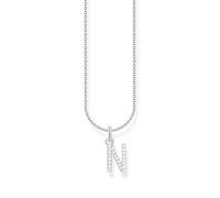 Kette mit Anhänger THOMAS SABO "Buchstabe" Gr. 45, bunt (silberfarben, weiß), Halsketten, Damen, 45, N, Silber 925 (recycelt), mit Zirkonia (synth.) (87802717-45) silberfarben, weiß