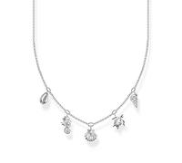 Collier THOMAS SABO "mit Muschel-Optik und Seepferdchen, KE2157-051-14-L45V" Halsketten Gr. 45, Silber 925 (Sterlingsilber), bunt (silberfarben, weiß, weiß) Damen Colliers mit Zirkonia (synth.) (32825268-45)