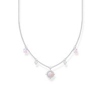 Kette mit Anhänger THOMAS SABO "Opal-Imitation" Gr. 45, silber (silberfarben, mehrfarbig), Halsketten, Damen, 45, Silber 925 (recycelt), mit Glas-Keramik Stein, Zirkonia (synth.) (56964906-45) silberf