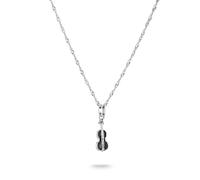 Kette mit Anhänger THOMAS SABO "THOMAS SABO x WEDNESDAY Cello-Design Kette" Gr. 45, silberfarben, schwarz, kristallweiß, Halsketten, Damen, 45, Silber 925 (recycelt), B: 1,7mm, mit Zirkonia (synth.),