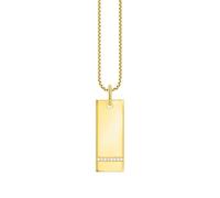 THOMAS SABO Kette Tag mit Weißen Steinen aus 925er Sterlingsilber 750er Gelbgold-Vergoldung, Länge: 40cm - 45cm, KE2135-414-14-L45V