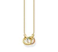 Thomas Sabo Damen Kette Together mit zwei Ringen bunten Steinen vergoldet, aus 925er Sterlingsilber mit 750er Gelbgold-Vergoldung, Länge 55cm, KE1488-996-7-L55V