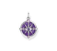 THOMAS SABO Kettenanhänger Auge mit kosmischen Details und bunten Steinen Silber geschwärzt 925 Sterlingsilber, Geschwärzt, Kaltemail