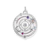 THOMAS SABO Kettenanhänger Halbkugel mit Auge bunte Steine Silber geschwärzt 925 Sterlingsilber, Geschwärzt, Kaltemail