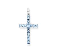 Thomas Sabo Kreuz-Anhänger aus 925er Sterling-Silber mit Zirkonia und Spinell, Höhe: 42mm, PE939-009-1