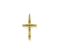 Thomas Sabo Kreuz-Anhänger mit Zirkonia aus 925er Sterling-Silber mit 750er Gelbgold Vergoldung, Höhe: 54mm, PE909-414-39