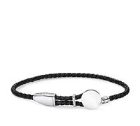 Thomas Sabo Lederarmband Coin – 925er Sterlingsilber geschwärzt – ca. 14–25 cm
