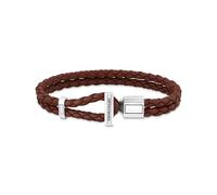 THOMAS SABO Lederarmband doppelt in Braun Silber 925 Sterlingsilber, Geschwärzt, Leder