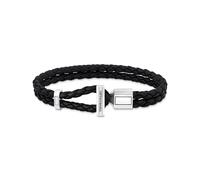 THOMAS SABO Lederarmband doppelt in Schwarz, silber silberfarben, schwarz
