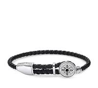 THOMAS SABO Lederarmband Kreuz 925er Sterlingsilber, Geschwärzt