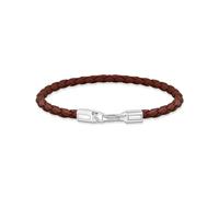 THOMAS SABO Lederarmband schmal in Braun Silber 925 Sterlingsilber, Geschwärzt, Leder