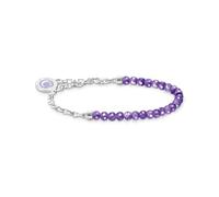 THOMAS SABO Member Charm-Armband mit Gliedern und imitiertem Amethyst Silber 925 Sterlingsilber, Kaltemail