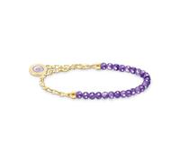 THOMAS SABO Member Charm-Armband mit Gliedern und imitiertem Amethyst vergoldet 925 Sterlingsilber, 750 Gelbgold Vergoldung, Kaltemail