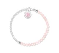 THOMAS SABO Member Charm-Armband mit Rosenquarz-Beads und Charmista Coin Silber 925 Sterlingsilber, Kaltemail