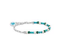 THOMAS SABO Member Charm-Armband mit weißen Perlen, Malachit und Charmista Coin Silber 925 Sterlingsilber, Kaltemail