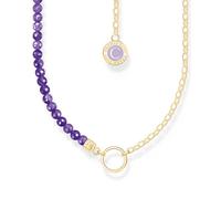 THOMAS SABO Member Charm-Kette mit Gliedern und imitiertem Amethyst vergoldet 925 Sterlingsilber, 750 Gelbgold Vergoldung, Kaltemail