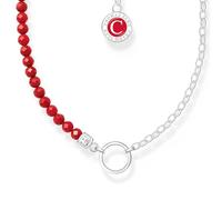 Thomas Sabo Member Charm-Kette rote Beads und Gliederelemente, silber silberfarben, rot