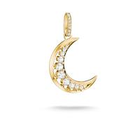 Kettenanhänger THOMAS SABO "Midnight Sky Anhänger Mond", gold (gelbgoldfarben, kristallweiß, kristallweiß), Schmuckanhänger, Damen, Metall, 1,71 g, Kettenanhänger, mit Zirkonia (synth.) (35469745-0) g