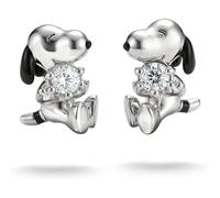 Paar Ohrstecker THOMAS SABO "THOMAS SABO x Peanuts Snoopy Ohrstecker", silber (silberfarben, schwarz, kristallweiß, kristallweiß), Ohrringe, Herren, Silber 925 (recycelt), mit Zirkonia (synth.) - Emai
