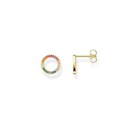 THOMAS SABO Ohrstecker Together rund mit bunten Steinen vergoldet 925 Sterlingsilber, 750 Gelbgold Vergoldung