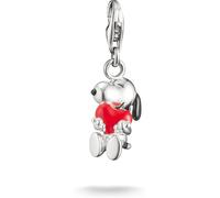 Charm-Einhänger THOMAS SABO "THOMAS SABO x Peanuts Snoopy & Herz Charm - Original", silberfarben, schwarz, rot, Charms, Damen, Silber 925 (recycelt) (68437717-0) silberfarben, schwarz, rot