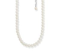 THOMAS SABO Perlenkette aus feinen Süßwasserzuchtperlen mit einem Durchmesser von 5,5 bis 6 mm, Ösenelemente aus leicht geschwärztem 925er Sterlingsilber mit Zirkoniasteinen, KE2116-167-14-L45V