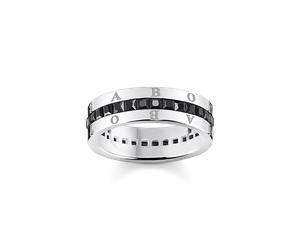Thomas Sabo Ring Bandring Mit Schwarzen Steinen Pavé Silber Gr. 60
