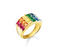 THOMAS SABO Ring bunte Steine Pavé gold 925 Sterlingsilber, 750 Gelbgold Vergoldung