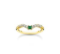 Thomas Sabo Schmuck TR2398-971-7 Damen-Ring Grüner Stein Vergoldet 52/16.6