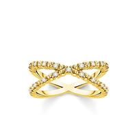 THOMAS SABO Ring Kugeln mit weißen Steinen gold vergoldetes Silber TR2318-414-14-48