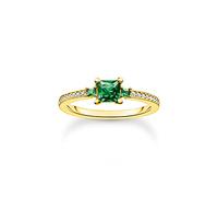 THOMAS SABO Ring mit grünen und weißen Steinen gold 925 Sterlingsilber, 750 Gelbgold Vergoldung