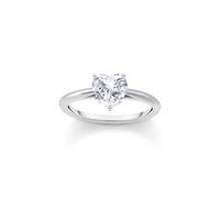 THOMAS SABO Ring mit weißem Stein in Herzform Recyceltes 925 Sterling Silber Zirkonia TR2476-051-14