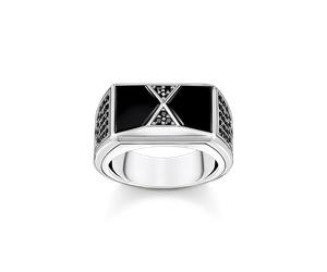Thomas Sabo Ring Steinen Silber Mit Schwarzem Onyx Und Schwarzen Herren Gr. 62