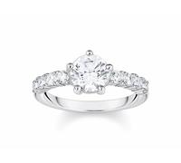 THOMAS SABO Solitärring mit weißen Steinen Silber 925 Sterlingsilber